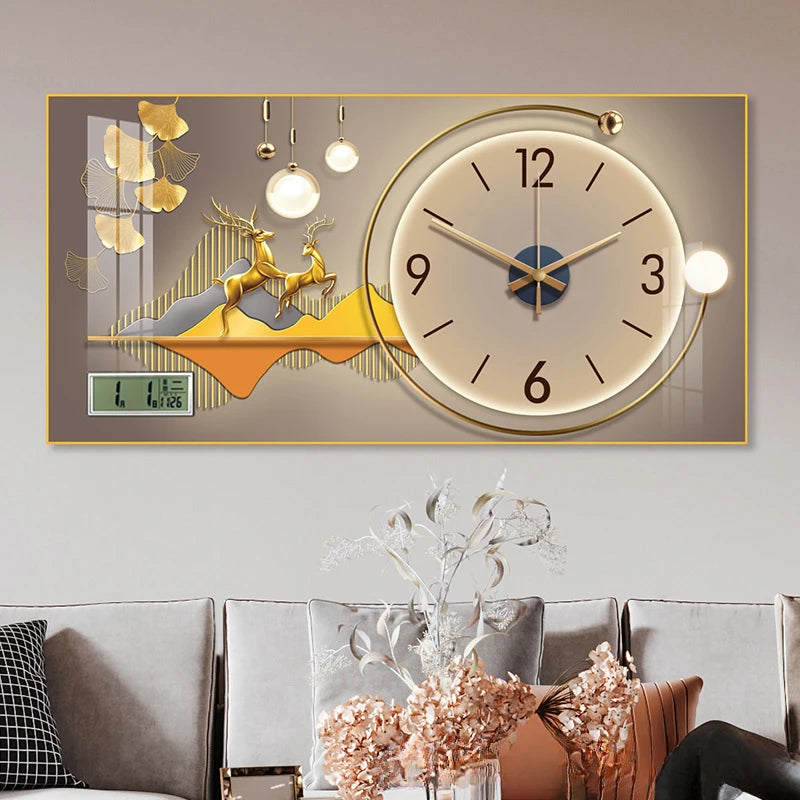 Simple modern fashion aluminum wall clock clock with temperature calendar clock